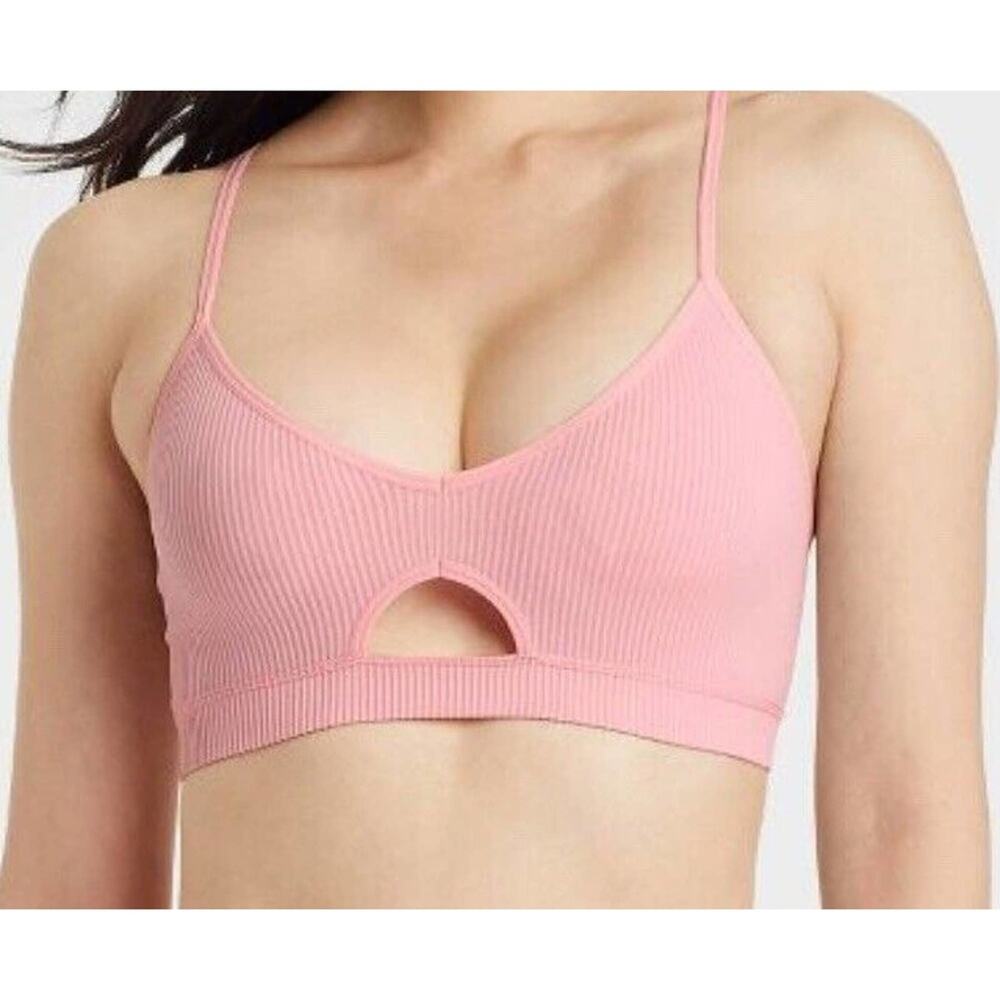 Set Of 2 Women Colsie Ribbed Cutout Bralette Pink Size XS NWT